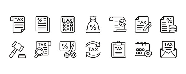 Tax icon set. Vector graphic illustration. - obrazy, fototapety, plakaty