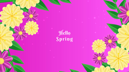 Fototapeta na wymiar Beautiful bright pink spring landscape with gradient spring floral background