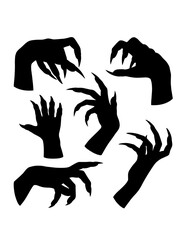 Horror monster hand sign and symbol black silhouette