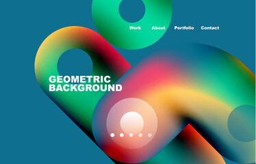 Circles and round shapes landing page abstract geometric background. Web page for website or mobile app wallpaper