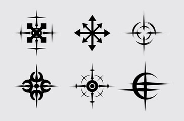 Different compass wanderlust streetwear element tattoo target clip art symbol icon sticker element vector 