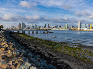 San Diego Skyline Across San Diego Bay From Tidelands Park on Coronado Island, San Diego, California ,USA