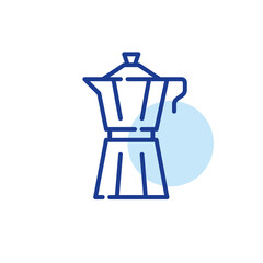 Fototapeta na wymiar Moka pot. Stove-pot metal coffee maker for home brewing. Pixel perfect, editable stroke line icon