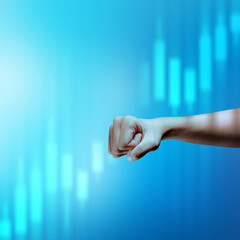A human hand with the virtual screen