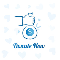 Donate Now Moneybag illustration. Charity and Giving illustration. Wealth and Generosity.