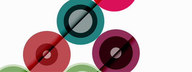 Circles with shadows trendy minimal geometric composition abstract background