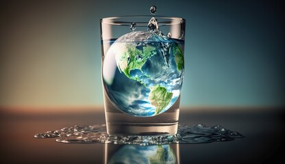 planet earth in the form of a water drop, water day, generative AI