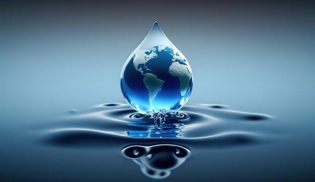 planet earth in the form of a water drop, water day, generative AI