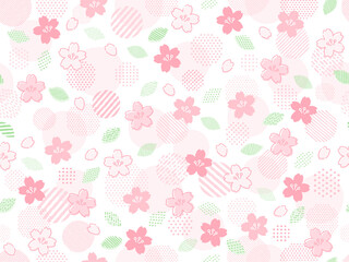 手描き風の桜のパターン背景