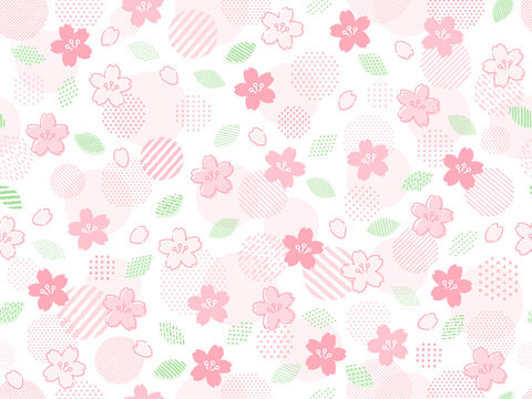 手描き風の桜のパターン背景