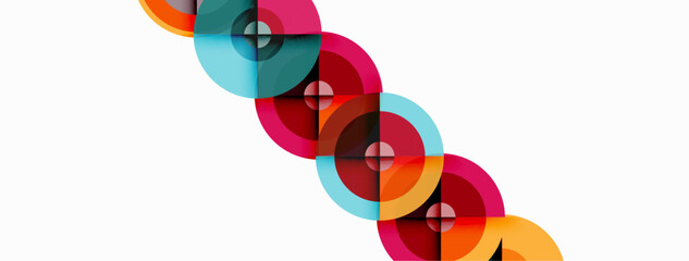 Circles with shadows trendy minimal geometric composition abstract background