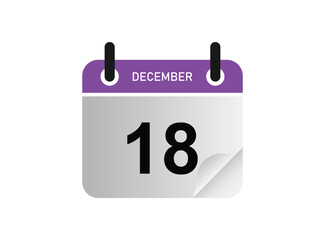 18th december calendar icon. calendar logo.