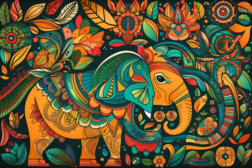 Doodle style traditional Sri Lankan art