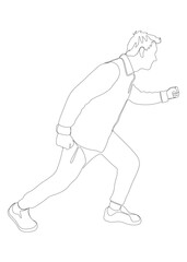 Fototapeta na wymiar One continuous line of Casual Men Running. Thin Line Illustration vector concept. Contour Drawing Creative ideas.