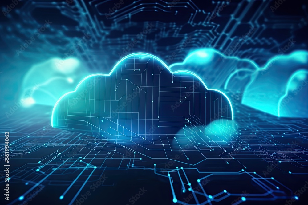 Poster cloud computing. background of integrated digital web concept. generative ai
