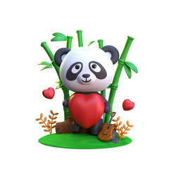 3D Rendering of Romantic Panda with Love Illustration © AGUNG