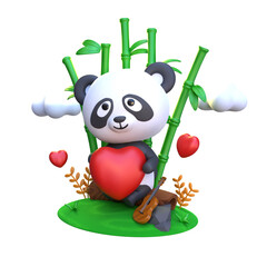 3D Rendering of Romantic Panda with Love Illustration © AGUNG