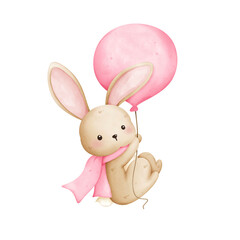 Bunny with pink balloon