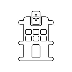 Hospital building outline icon, vector illustration in trendy style. Editable graphic resources for many purposes.