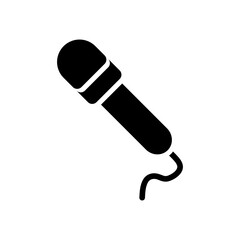 Microphone or karaoke black icon, vector illustration in trendy style. Editable graphic resources for many purposes.