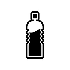 Mineral drink bottle black icon, vector illustration in trendy style. Editable graphic resources for many purposes.