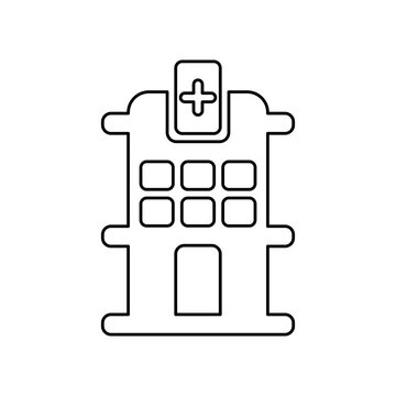 recommend clip art: Hospital building outline icon, vector illustration in trendy style. Editable graphic resources for many purposes.