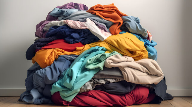 A pile of clothes next to a washing machine, Generative Ai