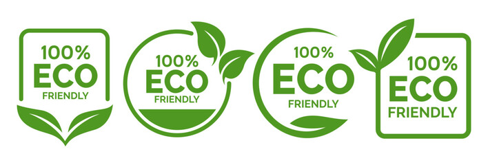 Set of eco friendly icons. Ecologic food stamps. Organic natural food labels.