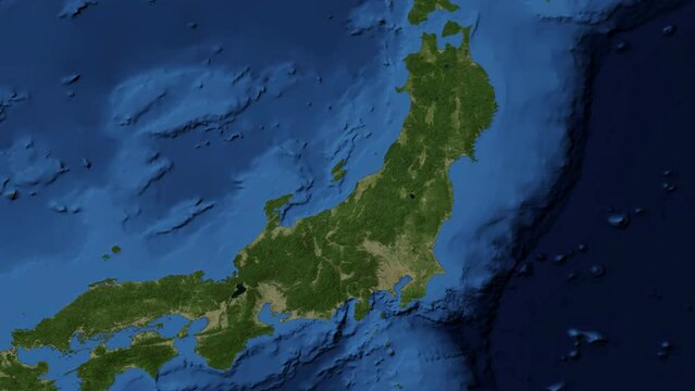Japan Island From Space. Earth From Satellite. Shimmering cities and villages. An ecologically beautiful world