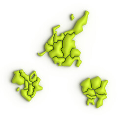 かわいい3D日本地図：関東・中部・近畿（グリーン）