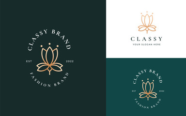 Elegant flower luxury beauty salon, boutique classy logo vector illustration