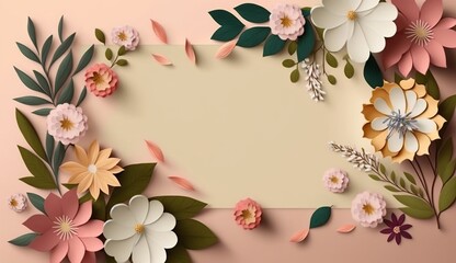 Beautiful composition of spring flowers for mothers day with copy space for text, Generative ai