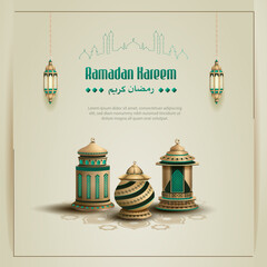 Naklejka na ściany i meble islamic greeting ramadan kareem card design with beautiful lanterns