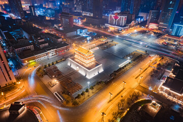 Fototapeta na wymiar View of Wuyi Square in Taiyuan, Shanxi Province