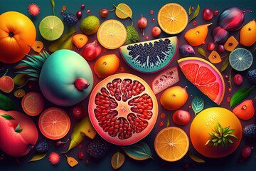 assorted fruits made with generative ai