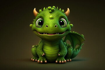 Fototapeta premium green baby dragon made with generative ai