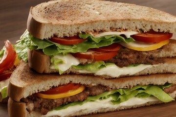 close up of sandwich food photography , generative art by A.I