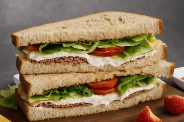 close up of sandwich food photography , generative art by A.I