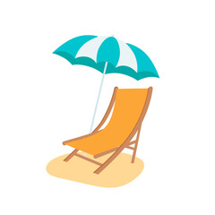 Beach umbrella and beach chair isolated