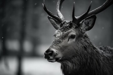 Antlered black and white elk. Generative AI