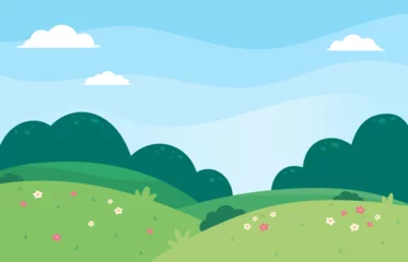 Fototapeten Flat design of natural spring landscape background illustration © iftitart