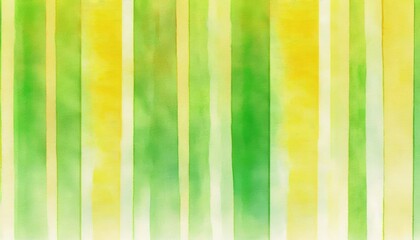 Watercolor Stripes Green and Yellow. Generative AI.