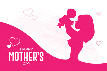 Happy mothers day illustration with mom and child love, Happy mothers day greeting card template