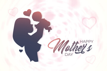 Mother and baby greeting illustration design for happy mothers day