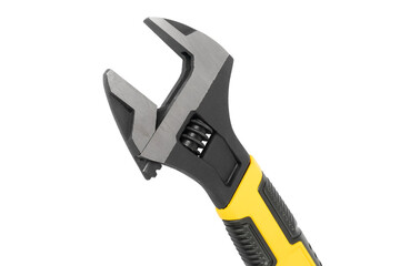 Obraz premium Adjustable wrench isolated in white background. New steel adjustable wrench isolated.