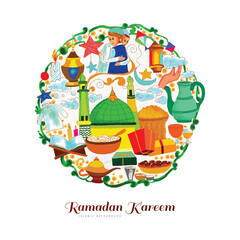 Islamic ramadan kareem festival greeting card design