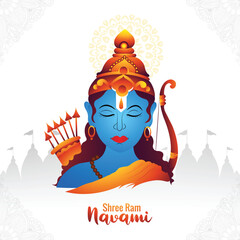 Shri ram navami celebration greeting card hindu festival background