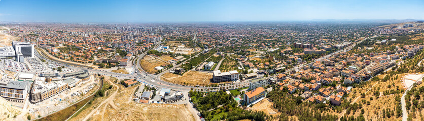 Konya city aerial skyline cityscape view from above. Turkish real estate and town life concept