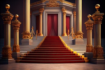 The stairs with res carpet in the palace of the emperor, Generative AI