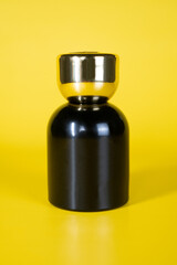 Empty perfume bottle in hard box for branding, 3d rendering illustration